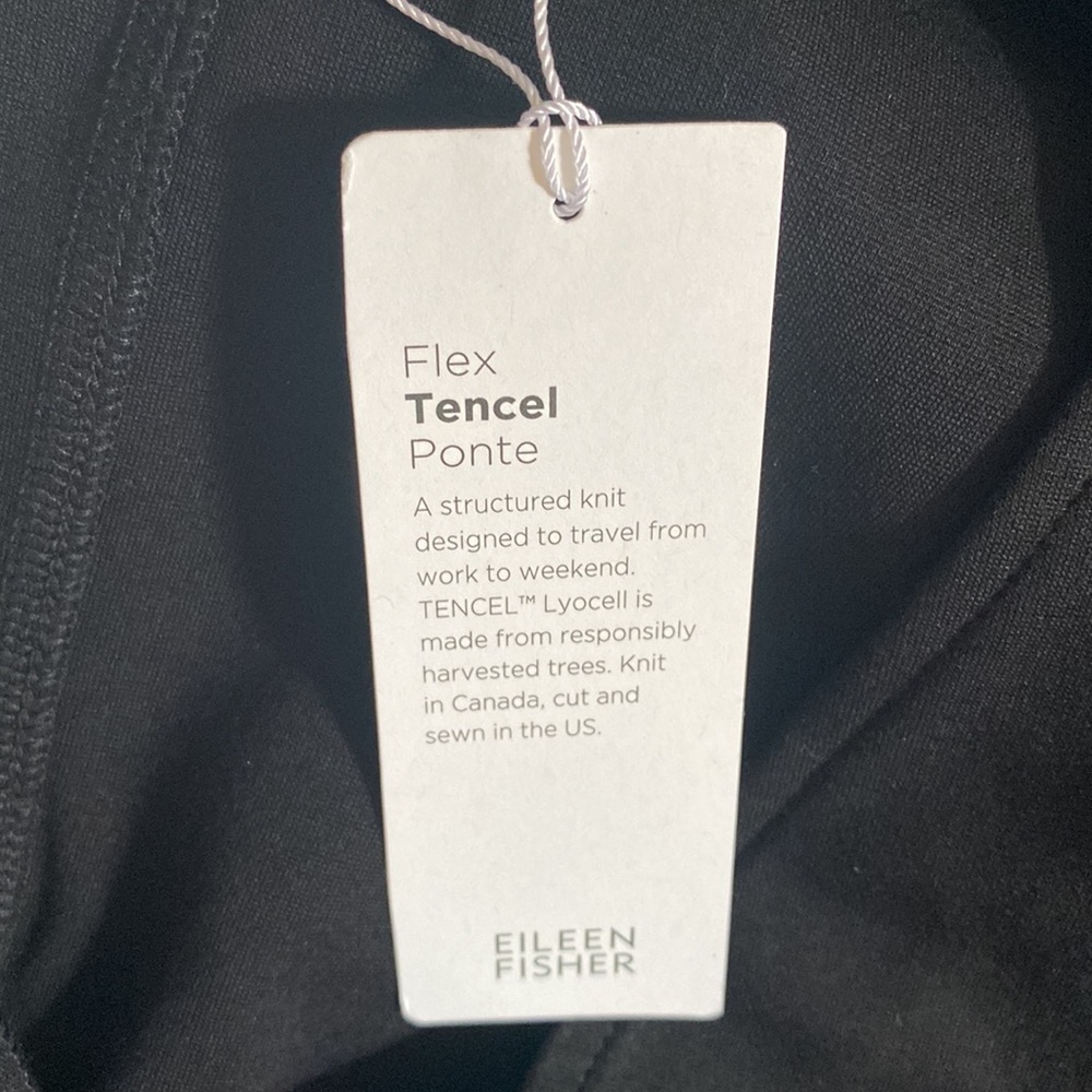 Eileen Fisher Black Tencel Ponte V-Neck Dress S NEW - Picture 4 of 6